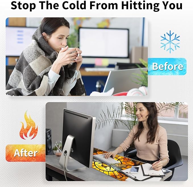 Warm Desk PadHeated Desk Pad Mouse Mat Gamingwith 3 Heating Levels &amp 3 Hours Auto Shut-OffLeather 31.5 x 13 Foot Warmer Keyboard Office MatCute Bee Floral