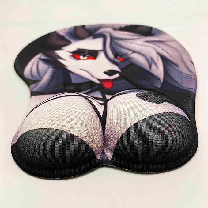 Anti-Slip Oppai Mouse pad 3D Mousepad Furry Anthro Anime Manga Breast Gaming Wrist Rest Boob-pad Mouse Mat (loonaa)