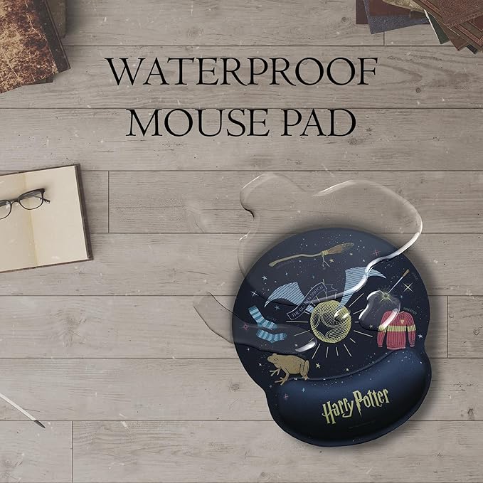 Harry Potter Ergonomic Mouse Pad with Golden Snitch Nimbus 2000 and More - Harry Potter Gifts Gel Mouse Mat with Non-Slip Wrist Rest Harry Potter Mouse Pad