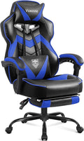 Vonesse Gaming Chair High Back Gaming Chair with Footrest and Massage Gaming Chairs for Adults with Pocket Spring Cushion Big and Tall Reclining Computer Chair with Lumbar Support (Blue/Black)
