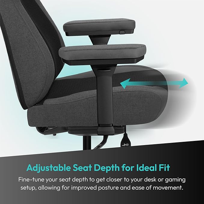 ThunderX3 CORE Smart MESH Gaming Chair Black &amp Dark Grey – Ergonomic Office Chair Automatic Lumbar Support Synchronised Mechanism 3D Armrests Fabric Cover for Users up to 125kg 155-190cm