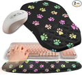 2-in-1 Ergonomic Set Wave Keyboard Wrist Rest and Massage Slope Mouse Pad Wrist Support Rebound Memory Foam for Relieve Carpal Tunnel Syndrome and Wrist Pain (Cute Cat Claws)