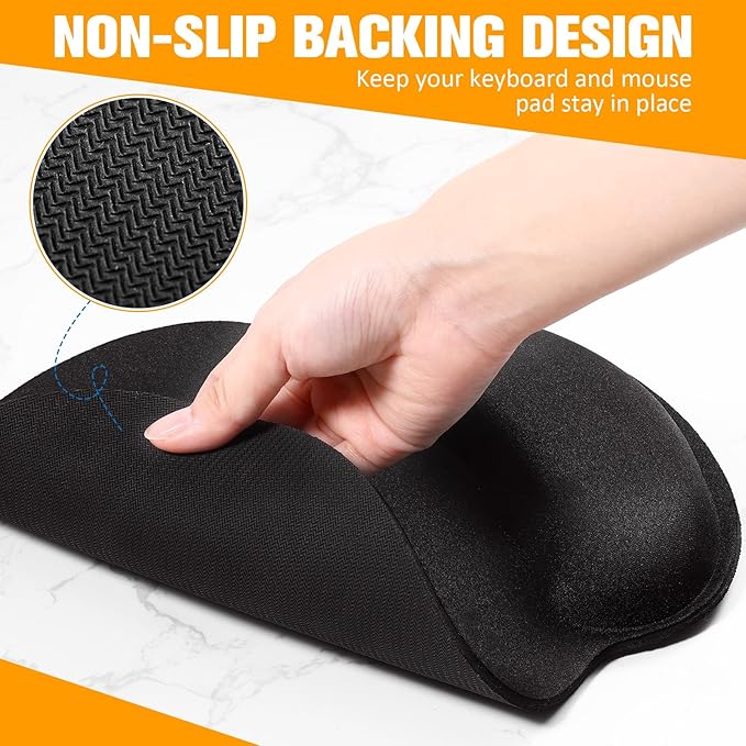 20 Pcs Keyboard Wrist Rest &amp Mouse Pad Set with Wrist Support Black