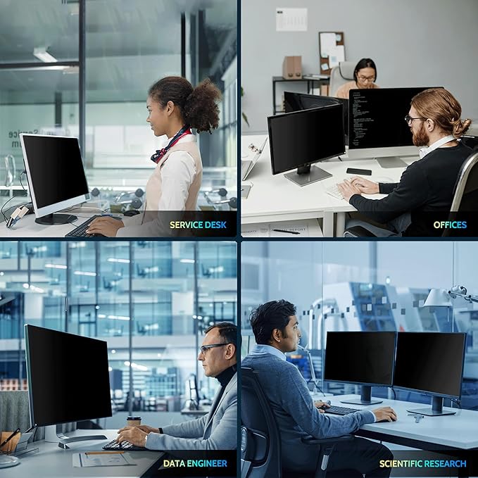 [2-Pack] 19 Inch Privacy Screen for Computer Monitor 5:4 Aspect Ratio Eye Protection Anti Blue Light Glare Shield 19inch Removable Black Blackout Anti Spy Desktop Security Private Filter