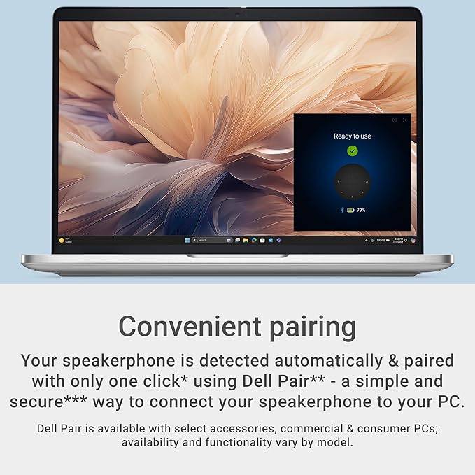 Dell Pro Plus Wireless Speakerphone - SL525 - USB-C Zoom/Microsoft Teams Certified Wired/Wireless Bluetooth 5.3 Omni-Directional AI-Based Noise Cancellation