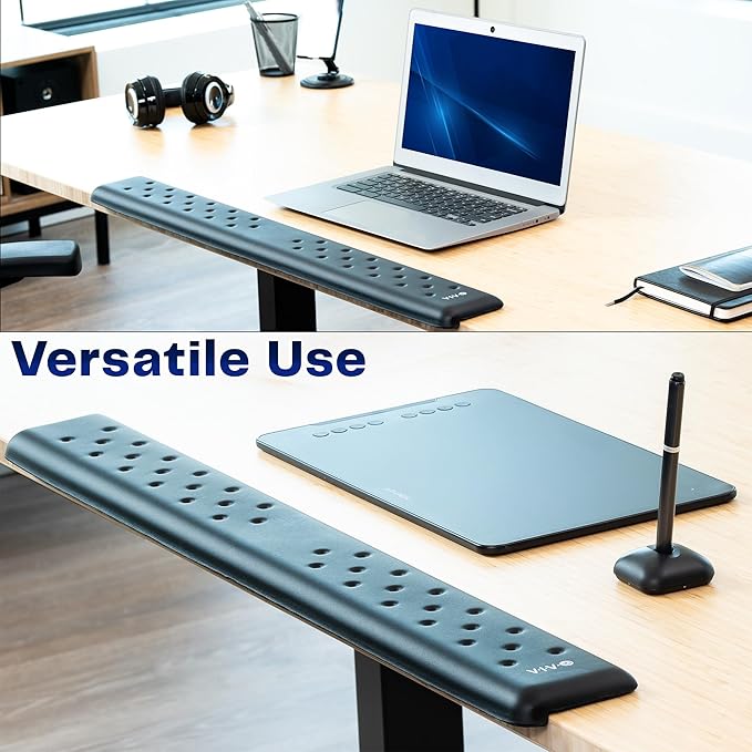 VIVO Ergonomic Long 30” Wrist Pad Non-Slip Memory Foam Arm Rest for Desk Elbow Cushion with L-Shaped Edging Black DESK-WR30