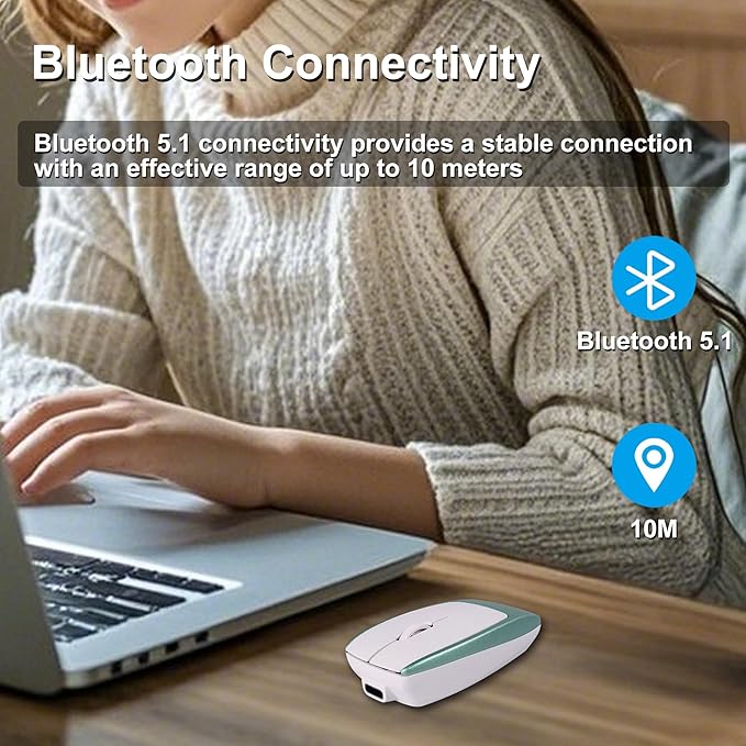 Bluetooth Mouse Rechargeable Portable Mini Computer Mice with TF Card Reader 3 Adjustable DPI Optical Lightweight Silent Wireless Mouse for Laptop Tablet Cell Phone Windows Mac OS Android iOS Green