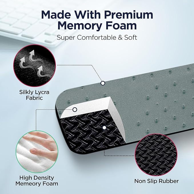 EdgeRest PostureUp L-Shaped Memory Foam Wrist Rest Ergonomic Elbow and Forearm Support for Desk Non-Slip Universal Fit Light Gray