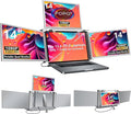 FOPO 14 Laptop Screen Extender Monitor Portable Quad Monitor Just 1 Cable for 3 Screens FHD 1080P IPS Laptop Extender Compatible with Wins/Mac(M1 M2 M3) for 13.6 - 17.3 Laptops