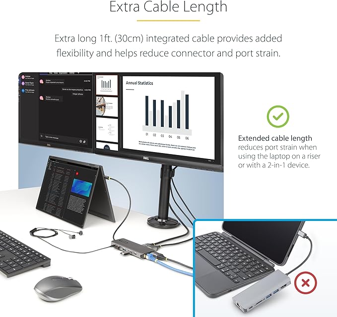 StarTech.com USB-C Docking Station for Windows and ChromeOS Triple 4K HDMI DP Video USB 10Gbps Hub 100W Laptop Charging GbE SD MicroSD