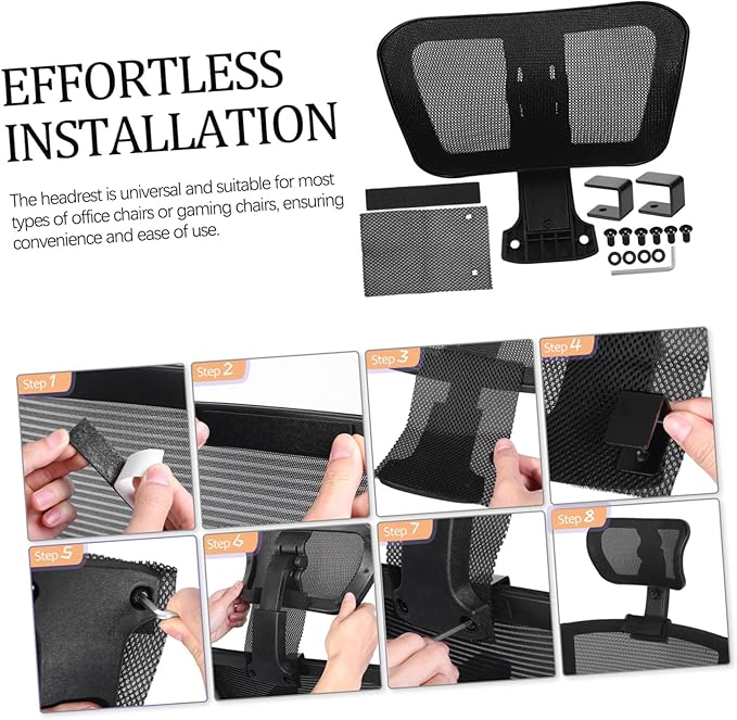 Office Chair Headrest Pillow Mesh Computer Chair Headrest Attachment Neck Support Height Adjustable for Comfortable Use