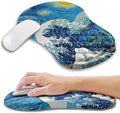 Ergonomic Mouse Pad Wrist Support with Memory Foam Massage Bulge Carpal Tunnel Pain Relief Mousepad Wrist Rest for Mouse(12x8 inchWave Starry)