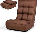 COSTWAY Folding Floor Lounge Chair Floor Gaming Chair with 5-Position Adjustable Head &amp 4-Position Adjustable Backrest Indoor Lazy Sofa Recliner for Bedroom Living Room (Brown)