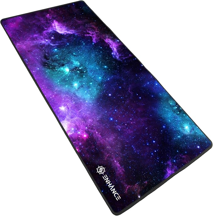 ENHANCE Extended Gaming Mouse Pad XL Mouse Mat Desk Accessories - Anti-Fray Stitching and Low-Friction Tracking Surface Non-Slip Backing for Professional eSports - Dimensions: 80 x 32.5 cm - Galaxy
