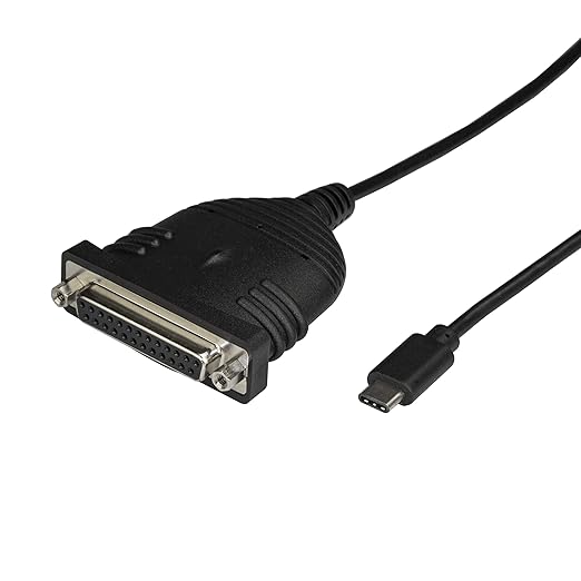 StarTech.com USB C to Parallel Printer Cable - DB25 Female Port for IEEE1284 Printers - Bus Powered - Printer Cable Adapter - USB to DB25 (ICUSBCPLLD25) Black 6ft