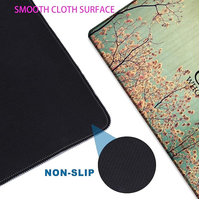 Large Gaming Mouse Pad + Mouse Wrist Rest Pad + Coaster Combination 31.5 x 11.8 Durable Non-Slip Extension Table Mat Suitable for Office and Home Philippians 4-13 Floral
