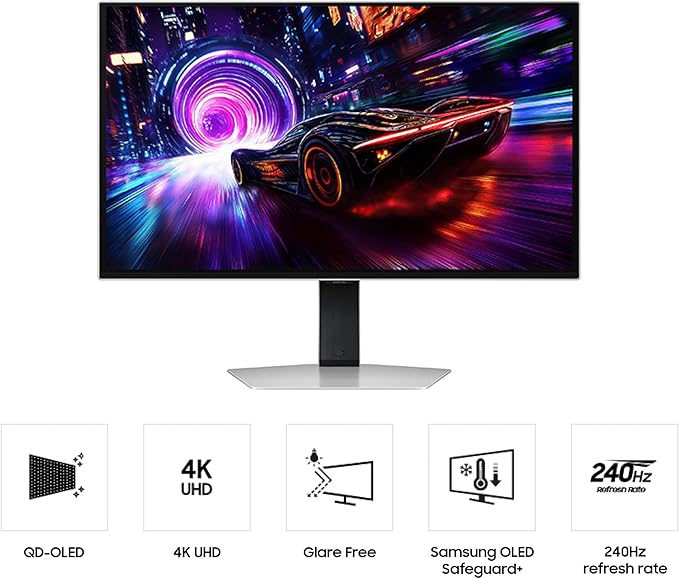 SAMSUNG 27-inch Odyssey QD-OLED G8 (G81SF) 4K 240Hz Gaming Monitor 0.03ms Response Time DisplayHDR True Black 400 AMD FreeSync™ Premium Pro Ergonomic Stand LS27FG810SNXZA 2025