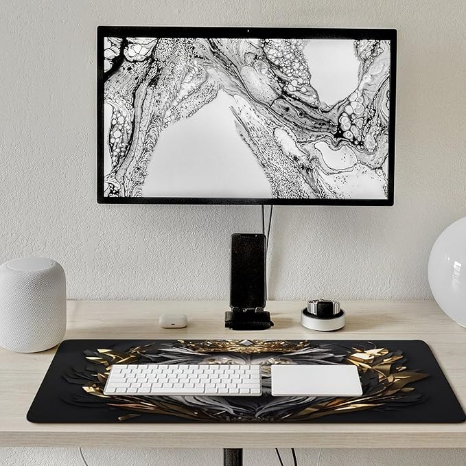 Majestic Lion Desk Mat Desk Pad Large Mouse Pad Anti-Slip Big Mousepad with Stitched Edges Computer Mouse Pads for Gaming Home Office Work 16x36