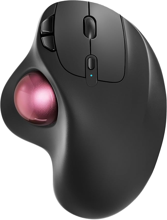 Nulea M501 Wireless Trackball Mouse Rechargeable Ergonomic Thumb-Controlled Smooth Precision 3-Device Connect (Bluetooth/USB) Fits PC Laptop Mac Windows（Dusty Pink）