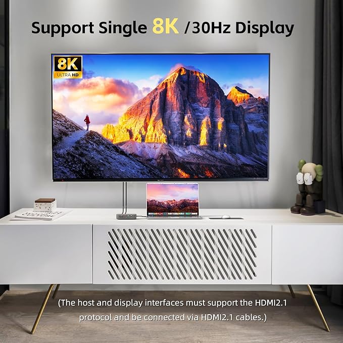 USB C Docking Station Dual Monitor 4K@60Hz or Single 8K@30Hz with 2 HDMI for Windows Laptops11-in-1 Laptop Docking Station with 5 USB A/C SD Gigabit Ethernet Audio 130W AC Power Supply