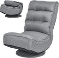 COSTWAY Folding Floor Chair Adjustable 5-Position Video Gaming Chair with 360 Degree Swivel Detachable Cover Padded Backrest Multipurpose Living Room Floor Lounger for TV Reading Playing (Grey)