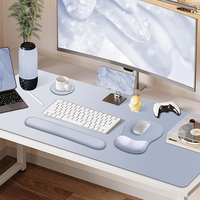 4-in-1 Large Gaming Mouse Pad Keyboard Wrist Rest Pad &amp Wrist Support Mousepad Set Extended Desk Pad Waterproof Desk Mat Protector for Home Office Decor Study Game 35.4×15.7 Inches I Gradient Gr