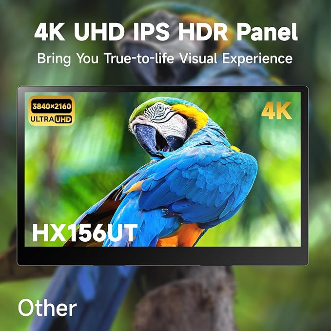 15.6 Portable Monitor 4K OLED Touchscreen 100% Adobe RGB 10-Bit Color USB-C External Display for Laptop PC Mac Phone Gaming with Smart Cover &amp Stand
