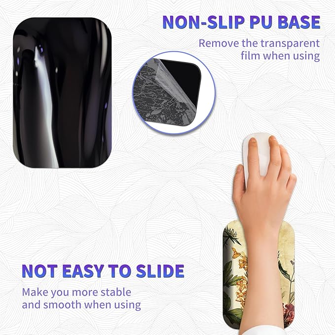 Large Mouse Pad Set Desk Mat + Elbow Rest Pad + Coaster Easy Typing Pain Relief Ergonomic Arm Rest Pad with Memory Foam Extended Desk Pad Anti-Slip Rubber Base for Office Home Plant Specimen