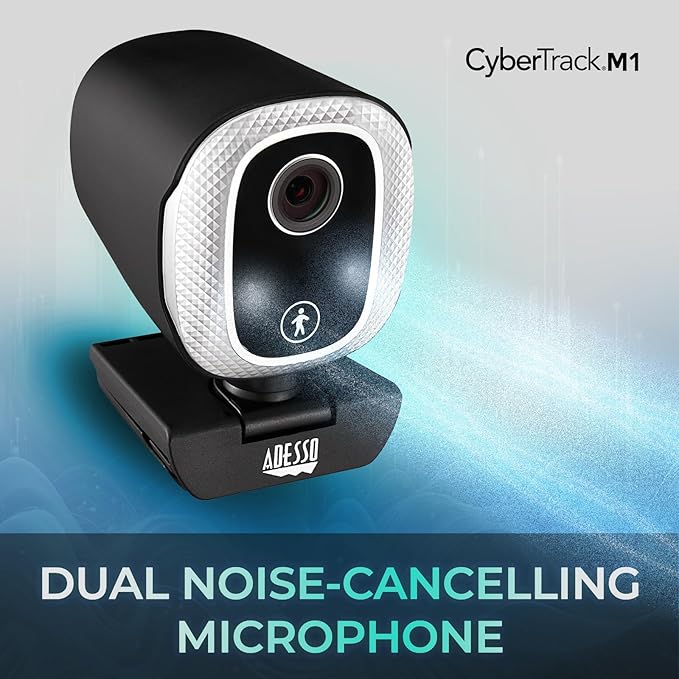 Adesso Motion Tracking 1080P Web Camera CyberTrack M1 H.264 Fixed Focus USB Webcam with 305° Auto Tracking Built-in Microphone and Tripod Mount