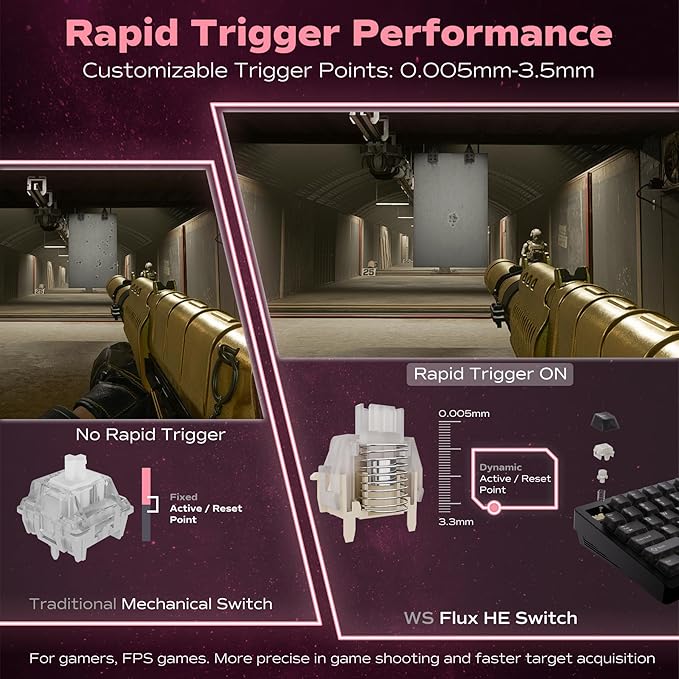 Mechanical Keyboard Chilkey Slice75 HE Gaming Keyboard Wired 75% Hall Effect Magnetic Aluminum Keyboard with WS Flux HE Clacky Switch Rapid Trigger 8K Polling Per-Key RGB Custom PC/Mac Support