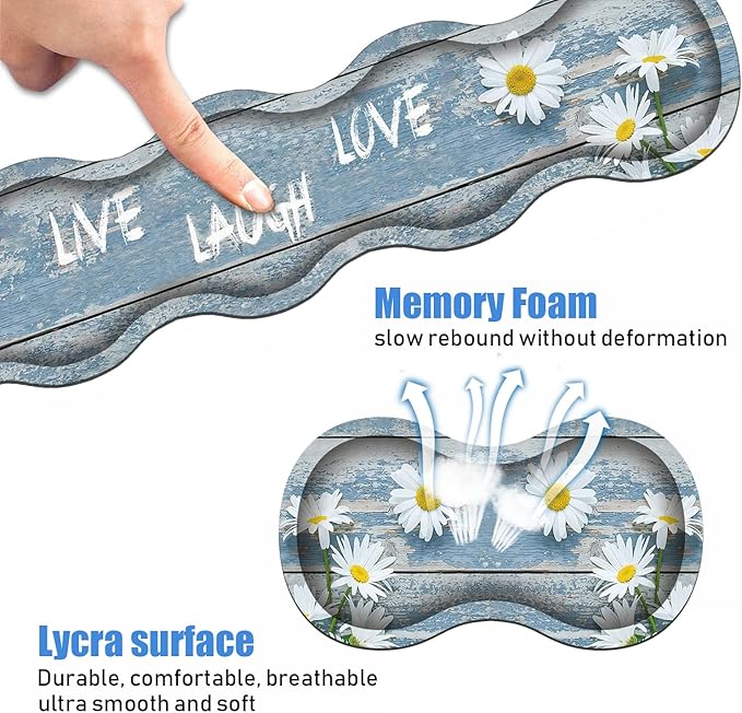 Ergonomic Keyboard Wrist Rest and Mouse Pad Wrist Rest SetDreamy Daisy Vintage Wood Board Live Laugh Love Large XXL Gaming Desk Mat 31.5x 11.8Non-Slip Base Memory FoamEasy Typing Pain Relief