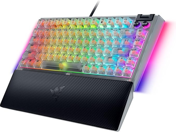 Razer BlackWidow V4 75% Mechanical Gaming Keyboard: Hot-Swappable Design - Compact &amp Durable - Orange Tactile Switches - Chroma RGB - MF Roller &amp Media Keys - Comfortable Wrist Rest - Phantom