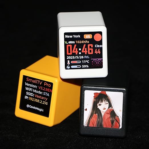 Vastarry Bitcoin Stock Ticker Monitor Display Digital Clock Weather Temperature Humidity and Picture Playback Wi-Fi Enabled and Photo Slideshow Capabilities (Yellow)