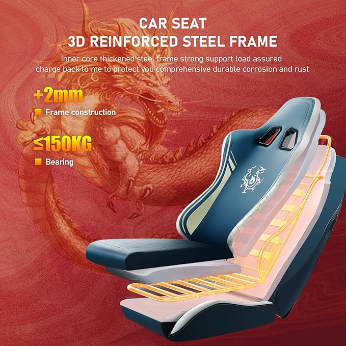 GTPLAYER Gaming Chair with Bluetooth Speakers and Footrest Dragon Series Video Game Chair Heavy Duty Ergonomic Esports Computer Office Chair Blue (Royal Blue)