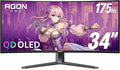 AOC Agon PRO AG346UCD 34'' Ultra Wide Curved QD OLED Gaming Monitor 21:9 WQHD 3440x1440 175Hz 0.03ms G-Sync Compatible HDR 400 True Black USB 3.2 Height Adjustable Console Gaming Ready