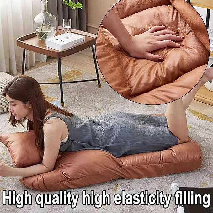 Floor Seating with Back Support Technology Leather Fabric and High-Density Sponge Gaming Floor Chair Adjustable for Adults Reading Meditating Can Bear 150kg(White)