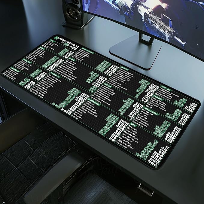Excel Shortcuts Cheat Sheet Mouse Mat KMH Office Cheatsheet Mouse Pad for Windows Ma.c Excel Large Desk Mat Mousepad Essential Computer Accessories for Study Work and Reference Purposes