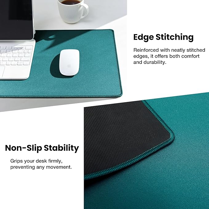 ALOANES Waterproof Mouse Pad XXXL Gaming Keyboard Pad with Anti-Slip Base Grain Jacquard Surface Extend Desk pad for Gamer Office &amp Home Green Mousepad 40cm x90cm x0.3cm