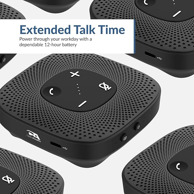 Cyber Acoustics Conference Speakerphone (SP-2000) - USB and Bluetooth Advanced DSP with 360 Degree Noise Cancelling Microphone with 3m Range 66 Ft BT Wireless Range