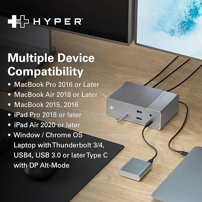 HyperDrive USB-C &amp Thunderbolt 4 GEN2 14-in-1 Dock for MacBook Pro/Air iPad PC - High-Speed Thunderbolt Docking Station - 40Gbps Gigabit Ethernet 85W PD