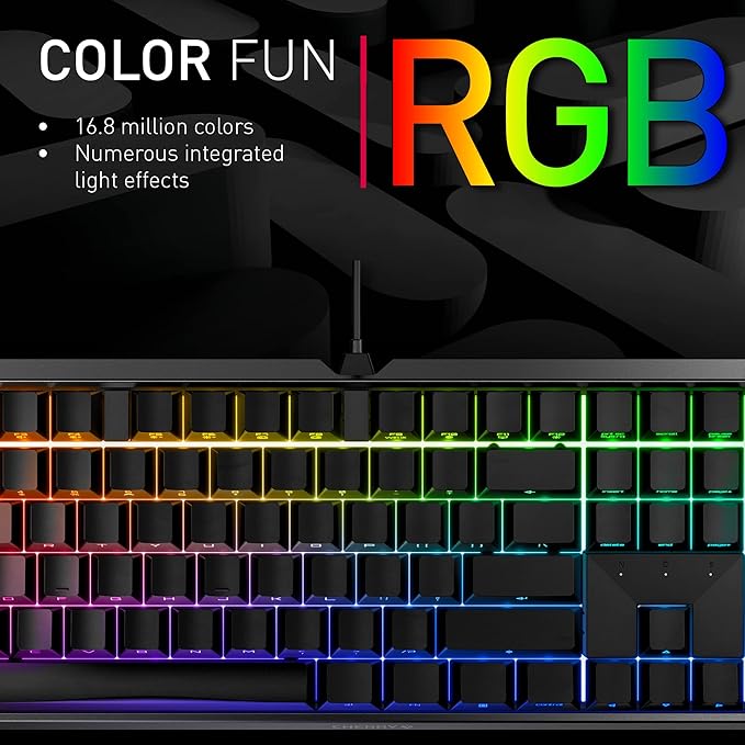 Cherry MX 3.0 S Wired Mechanical Gaming Keyboard. Aluminum Housing Built for Gamers w/MX Red Switches. RGB Backlit Color Display Over 16m Colors. from The Makers of MX. Full Size. Pure White.