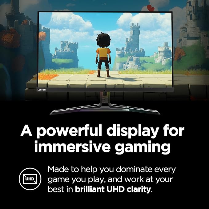 Lenovo Legion Y32p-30 Monitor - Gaming Monitor - 31.5 UHD IPS Display - 144Hz - DisplayHDR™ 400 - AMD FreeSync™ Premium - 0.2ms MPRT - Raven Black - NearEdgeless Design
