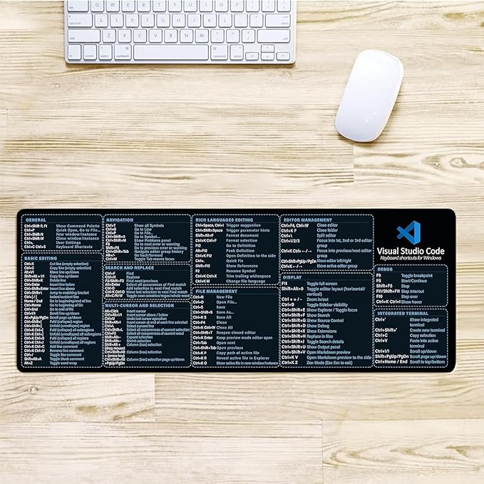 Visual Studio Code Shortcuts Mouse mat for Designer Quick Reference Guide Cheats Sheet Mouse Pad Office Supplies Keyboard Tips Gifts for Beginner Photographers Gifts Mouse pad KMH