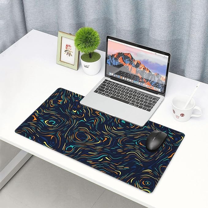 Abstract Starry Sky Swirl Desk Cover MatExtended Large Mouse PadComputer Laptop Mat Desk Decor for Office Game Home 30x16 Inch