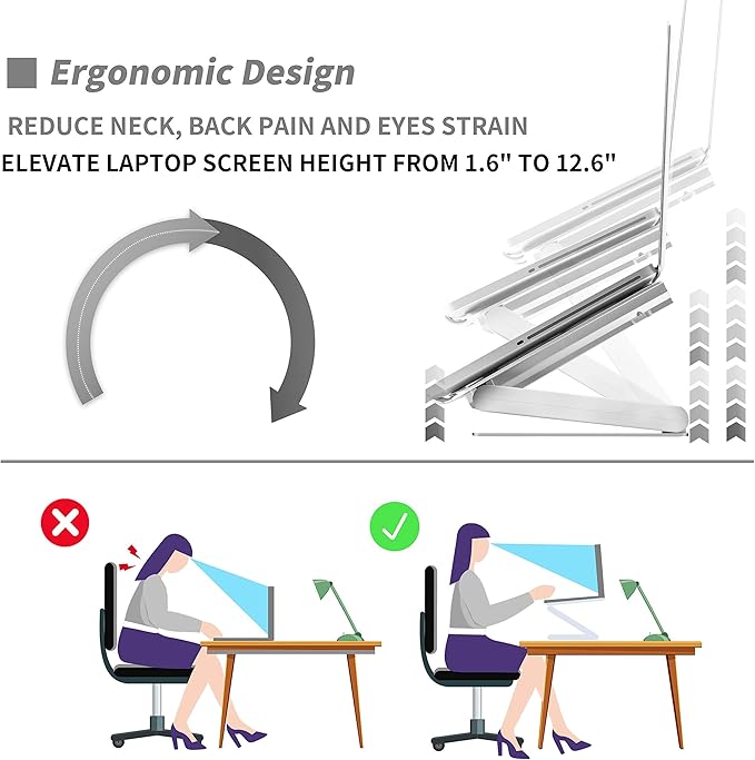 SOUNDANCE Laptop Cooling Pad with Low-Noise Fan and 3.0 USB Hubs Ventilated Laptop Cooler Prevent Overheating Ergonomic Laptop Stand Support Up to 17” Gaming Notebook Computer Aluminum