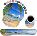 Keyboard Wrist Rest and Mouse Pad Wrist Support Set with Coasters Non-Slip PU Base Ergonomic Gaming Mousepad for Home Office Working Studying Easy Typing &amp Pain Relief Shore Palms Tropical Beach