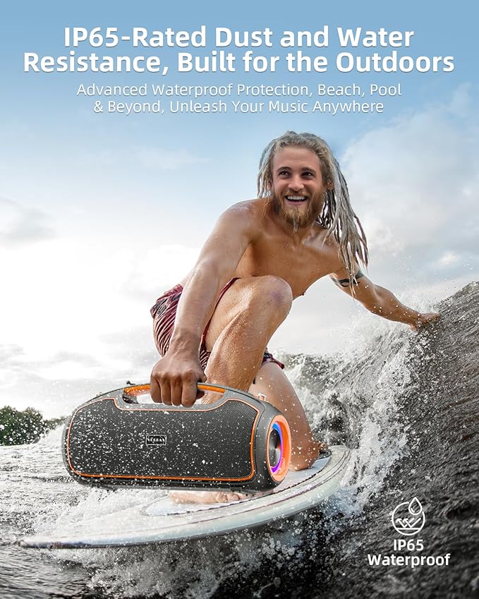 Upgrade Portable Bluetooth Speakers Wireless 200W MAX Loud Powerful Speaker w/Deep Bass IP65 Waterproof/ BT5.4 for Outdoor Party Camping Tailgating Beach Large Workshop Garage 24H Playtime