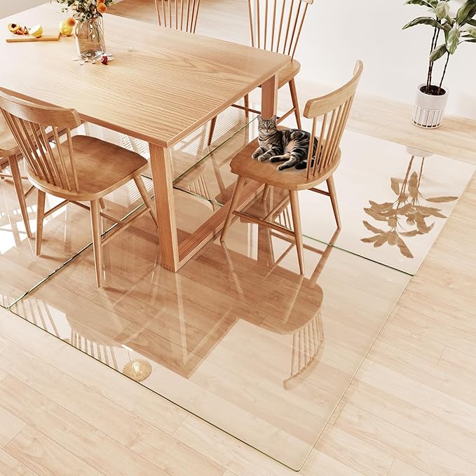 Tempered Glass Chair Mat 60x48 – Ultra-Clear Office Chair Mat for Hardwood Floors &amp Low-Pile Carpets – Heavy-Duty 0.2 Scratch-Resistant Surface with Non-Slip Pads – Supports 1000 lbs