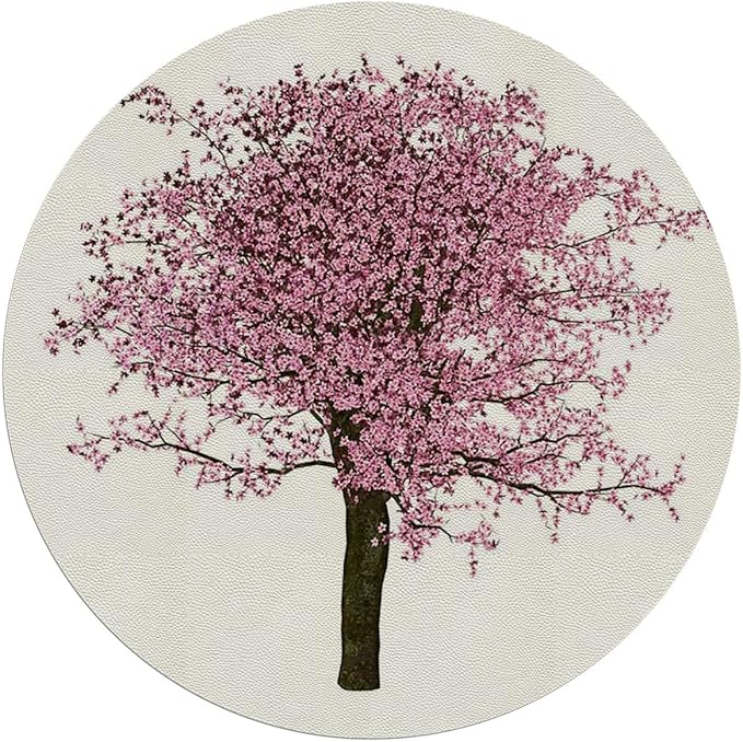 Purple Lilac PU Leather Office Chair Mat for Hardwood Floor Computer Chair Mat Nature Spring Tree for Home/Office Rolling Chair and Computer Desk Love Themed Tree Diameter 59 in