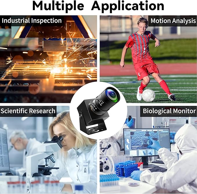 5Megepixels USB Camera 1944P 30fps Color Industrial Telephoto Webcam with CS Mount 5-50mm 10X Manual Zoom Lens PC Computer Camera Plug and Play for Windows Linux Laptop OpenCV